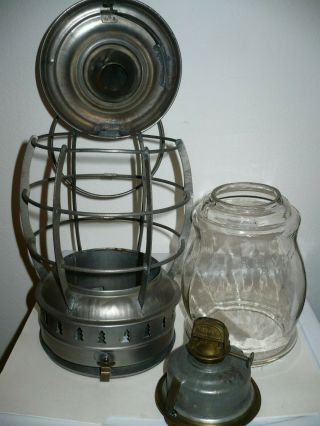 Vintage Marine Ship,  River Lantern Tin and Brass,  Clear Globe reads 