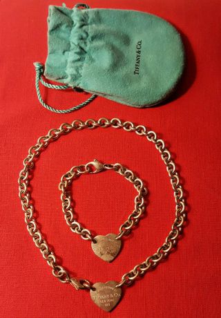 Vintage Tiffany & Co.  925 Silver Link Chain Jewelry Set.  (82.  9gr. ).