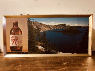Vintage Rainier Beer Lighted Sign Crater Lake Scene Sick’s Brewing Back Bar 3