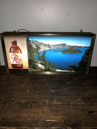 Vintage Rainier Beer Lighted Sign Crater Lake Scene Sick’s Brewing Back Bar 4