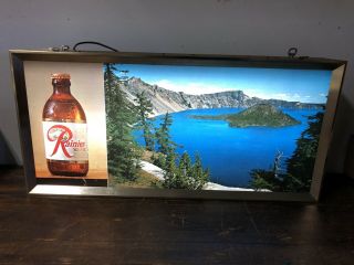 Vintage Rainier Beer Lighted Sign Crater Lake Scene Sick’s Brewing Back Bar 6