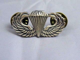 Sterling Silver Army Parachute Paratrooper Jump Wings Pin Back Badge Vintage