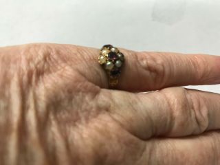 Sweet Little Antique Pearl And Amethyst Ring In 15ct Gold