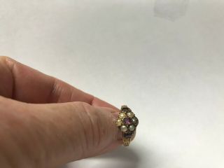 Sweet little antique pearl and amethyst ring in 15ct gold 2