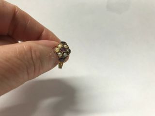 Sweet little antique pearl and amethyst ring in 15ct gold 5