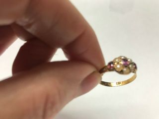 Sweet little antique pearl and amethyst ring in 15ct gold 7