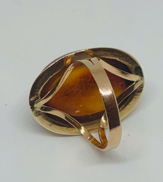 14k gold large natural amber vintage cocktail ring 3