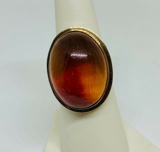 14k gold large natural amber vintage cocktail ring 5