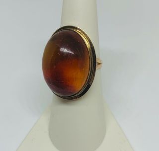14k gold large natural amber vintage cocktail ring 6