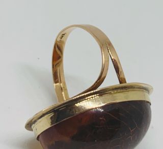 14k gold large natural amber vintage cocktail ring 8