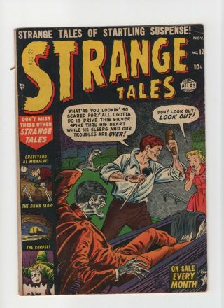 Strange Tales 12 Fn 6.  0 Vintage Marvel Atlas Comic Pre - Hero Horror Gold 10c