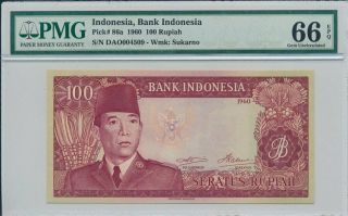 Bank Indonesia Indonesia 100 Rupiah 1960 Rare Pmg 66epq