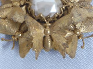 VINTAGE MIRIAM HASKELL PEARL BROOCH SURROUNDED BY BUTTERFLIES,  SIGNED 4