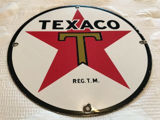 Vintage Texaco Gasoline Porcelain Sign,  Gas Station Pump Plate,  Motor Oil