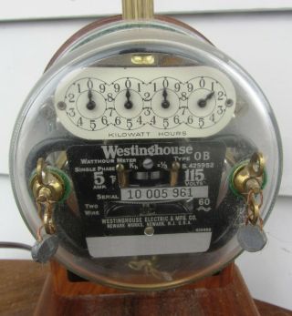 OPERATING ELECTRIC WATT HOUR METER LAMP ANTIQUE VINTAGE 1920S DELUXE MODEL 2