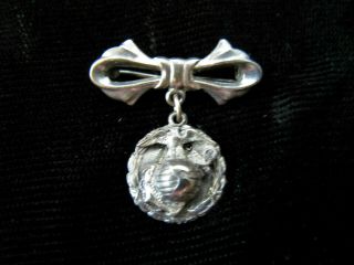 Ww2 Us Marine Corps Sterling Silver Sweetheart Pin Eagle Globe Anchor