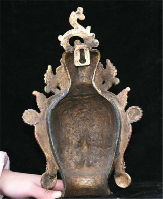 Rare Chinese Turquoise Red Coral Gem Tara Buddha Goddess Head Mask Mask Statue 11