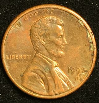 1992 D Close Am Penny,  Lincoln Cent,  Rare Variety