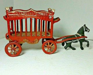Old Vtg Cast Iron Overland Circus Toy Wagon By Iron Art Jm 109