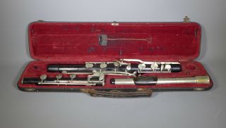 Rare Cased Antique Grenadilla Wood? Flute By C A Wunderlich Siebenbrunn Vv