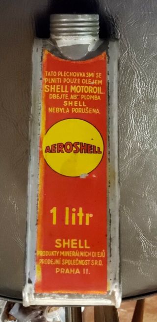 Aeroshell oil can 1920 ' s triangle rare shell 3