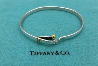 Wow Tiffany & Co Sterling Silver &18k Yg Hook & Eye Bangle Bracelet