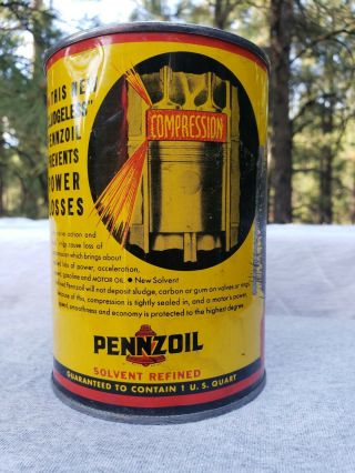 Vintage Pennzoil Oil Can,  Compression Graphic.  Color And Gloss