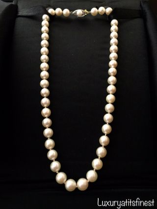 Vintage Japanese Cultured Saltwater Akoya Pearl Necklace 14k Solid Gold Clasp