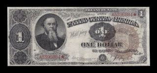 Rare 1890 $1 Treasury Note Appt.  Very Fine