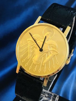 Franklin Golden Ram 18k Solid Gold Coin Watch Rare Limited Edition 2500