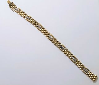 Vintage 10k Y & W Gold Panther Link Diamond Bar Unisex Bracelet 8 - 1/2 " 22.  5 Gr