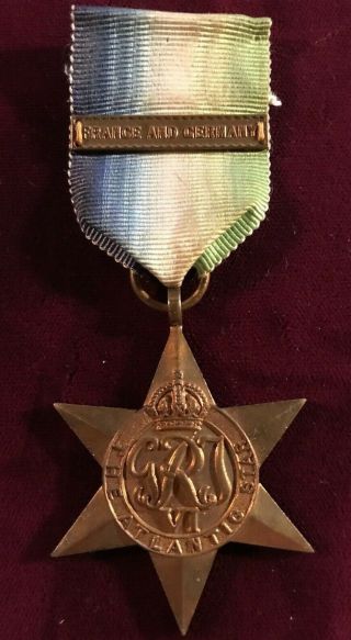 Great Britain Wwii Atlantic Star 1939 - 1945 With France And Germany Bar