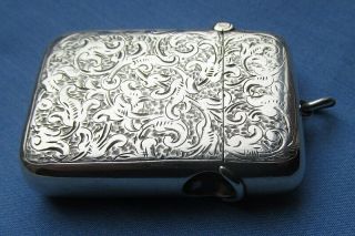 Antique Silver Vesta Case/cigar Cutter Combination/london 1894/ Patent 22060