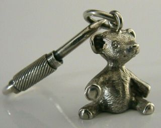 Rare Sarah Jones Solid Silver Teddy Bear Key Ring 2000 London Designer Key Ring
