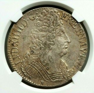 Ngc Au 53.  France.  Louis Xiv.  Rare Ecu 1710 - D.  Outstanding Silver Coin.