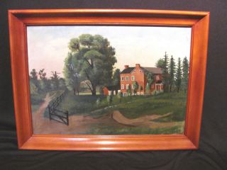 Antique American Oil On Canvas Painting Circa 1870 3
