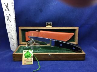 1990 Vintage Puma 6010 Skinmaster Knife Grenadill Wood Handles & Tag & Case