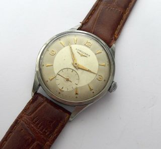 LONGINES 12.  68 STEEL CASE 33.  5mm VINTAGE 1950S 3