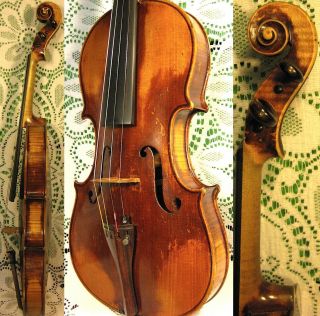 Old Antique German Violin 4/4 Signed Label & Dated 1852 W/ Bow In Case Nr