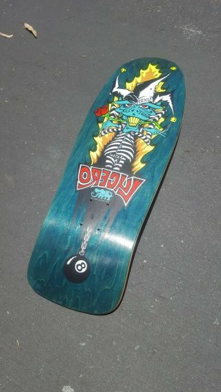 Vintage 1989 John Lucero Black Label 12XU Rare Skateboard Deck Teal Stain NOS 2