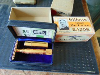 Vintage Gillette Shaving Safety Razor - - Gold Color