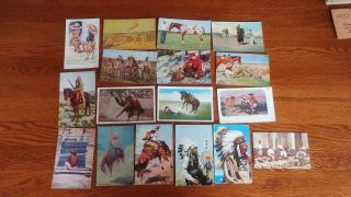 16 Vintage Western Postcards 1917 & Up Cowboys Indians
