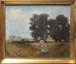 Antique 20th Century Austrian - Hungarian Oil Painting On Canvas : Hide And Seek