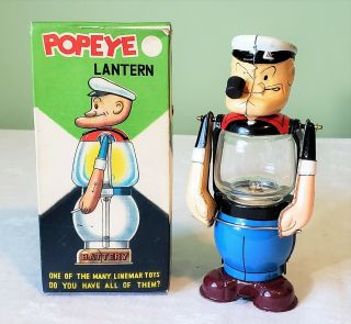 Early Linemar Japan Tin Litho B/o Popeye Lantern 50 