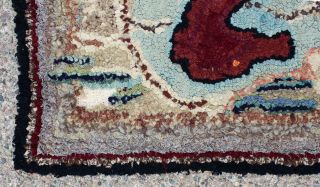 Antique Handmade Maritime Folk Art,  Seahorses,  Cotton Rag Hooked Rug 6