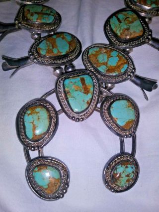 Vintage Navajo Silver & Turquoise Squash Blossom Necklace 295 Grams - Sterling ? 2