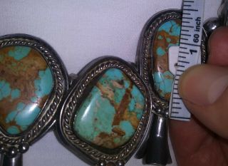Vintage Navajo Silver & Turquoise Squash Blossom Necklace 295 Grams - Sterling ? 4