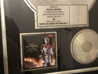Rare Michael Jackson History RIAA 4M Copies Platinum award 3