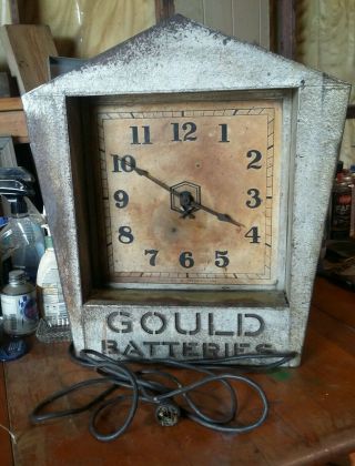 Antique Gould Batteries Lighted Electric Clock