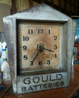 Antique Gould Batteries Lighted Electric Clock 4